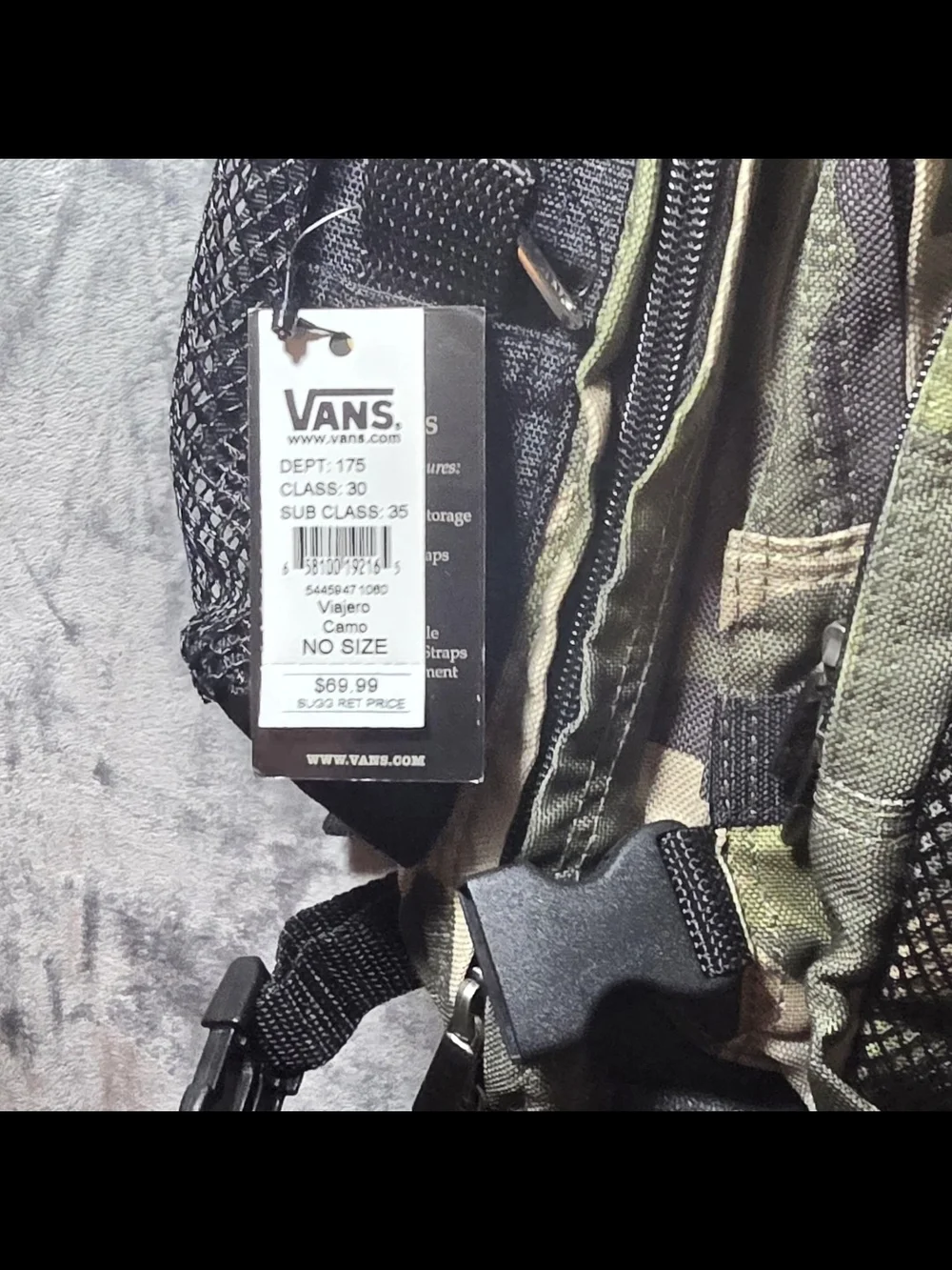 Vans Men's Camo Backpack - Green, Black